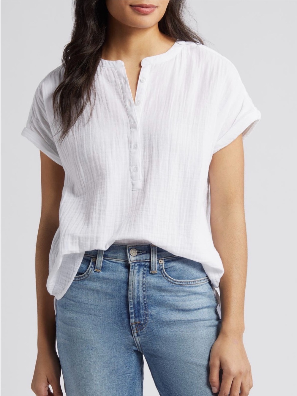 Caslon gauze Henley top XL